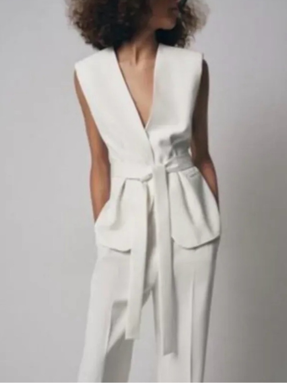 Zara NWT white sleeveless belted vest top 2390/199